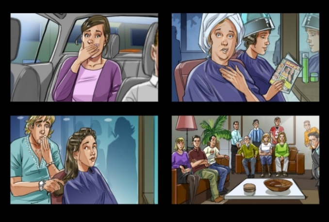 draw Full Color Storyboard for Commercials or Films