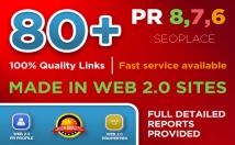 create 80 Real High Pr BACKLINKS, Dofollow PR8, PR9, Authority, Anchor, Seo