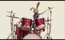 put your text and logo in this bunny playing drums animation